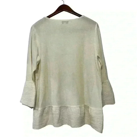 Neiman Marcus Cashmere Sweater Sz XL Gorgeous Bell 3/4 Sleeve Cream Color $998 - Picture 2 of 8